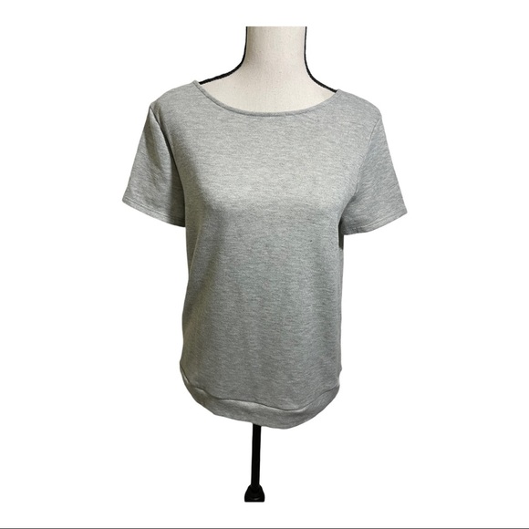 ModCloth womens sweatshirt open back with tie knot bottom grey size Large - Picture 1 of 9